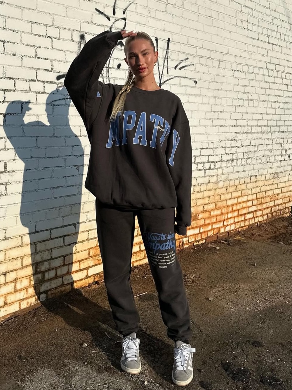 Mayfair Group Ways To Show Empathy Sweatpants & Crew Neck in Charcoal M/L
